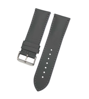 26 mm Bombeli Düz Gri Deri Saat Kordonu